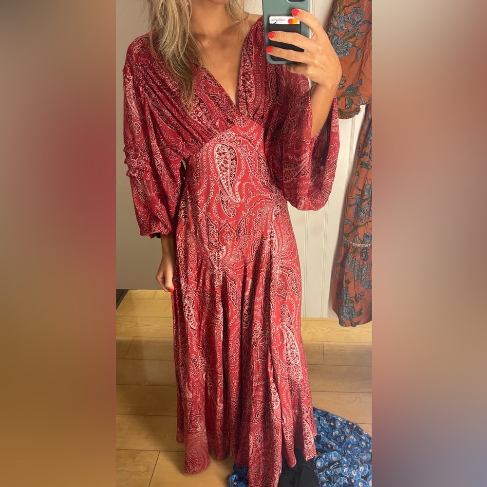 Free People Burgundy bandana print Paisly maxi dress